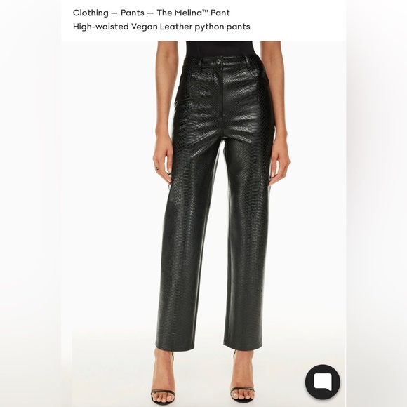 Aritzia Melina High Waisted Vegan Leather Python Pants Size 8 - Picture 2 of 5